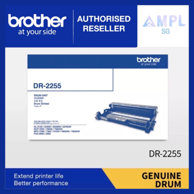 Genuine Brother DR-2255 Drum kit for HL-2240D, HL-2250DN, HL-2270DW,FAX-2840 DCP-7060D, MFC-7360, MFC-7470D,  MFC-7860DW