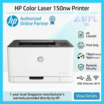HP Color 150nw Laser Print Only USB Ethernet Wireless  | Supplies HP Toner 119A W2090A/2091A/2092A/HP Drum 120A W1120A