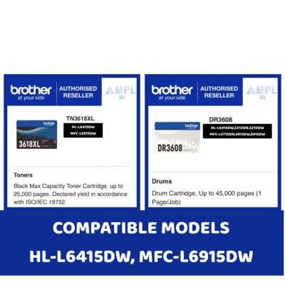 Brother original toner TN3618XL | DR3608 | COMPATIBLE MODELS HL-L6415DW, MFC-L6915DW    tn3618xl 3618xl 3618 dr3608 3608