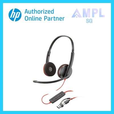 Hp Poly Blackwire 3220 Wired On-ear Stereo Headset - Black - Binaural - Ear-cup - 32 Ohm - 20 Hz to 20 kHz - 158.5 cm Cable - Omni-directional Microphone - Noise Canceling - USB Type C, Mini-phone (3.5mm) | 8X228AA