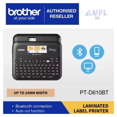 Brother PT-D610BT Label Printer Desktop Bluetooth and PC Connectable Label Printer with Colour LCD display | PTD610 D610 610